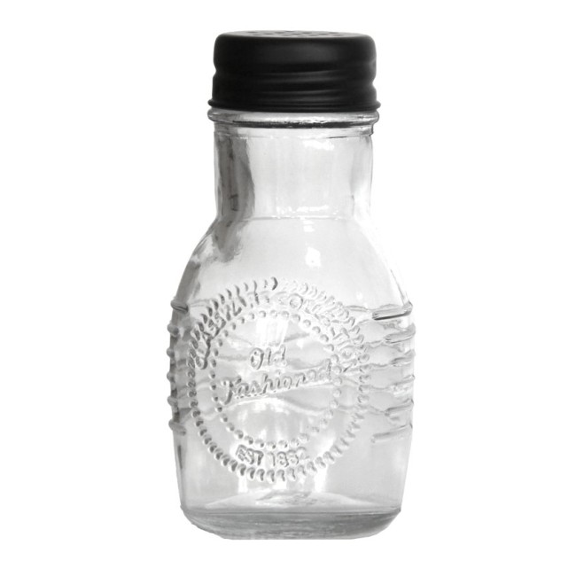 Стъклена солница  с метално черно  капаче  OLD FASHIONED-(212855-BL-LF) - Horecano