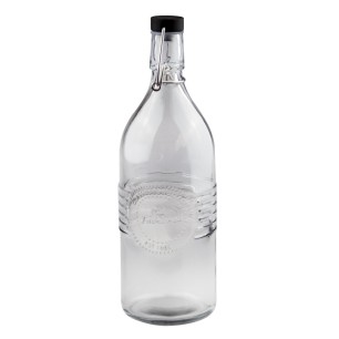 Стъклена бутилка с черен клипс 1л OLD FASHIONED-(213210-BL-LF) - Horecano