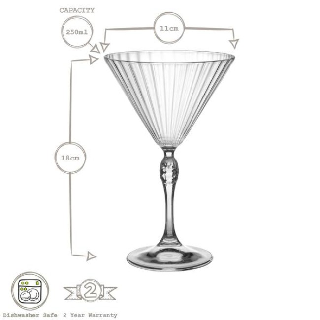 Стъклена чаша за коктейл "MARTINI" 250мл AMERICA \'20s-(1.22142) - Bormioli Rocco
