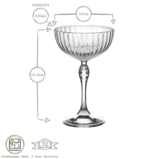 Стъклена чаша за коктейли " COCKTAIL COUPE" 230мл AMERICA \'20s-(1.22137) - Bormioli Rocco