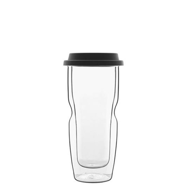 Стъклена двустенна термо чаша със силиконов капак 460мл h19см DRINK&DESIGN-(12836/01) (RM 507) - Luigi Bormioli