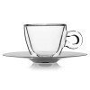 Стъклена двустенна чаша с метална чинийка 165мл DRINK&DESIGN-(10086/01) - Luigi Bormioli