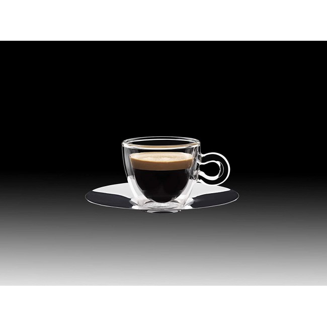 Стъклена двустенна чаша с метална чинийка 165мл DRINK&DESIGN-(10086/01) - Luigi Bormioli
