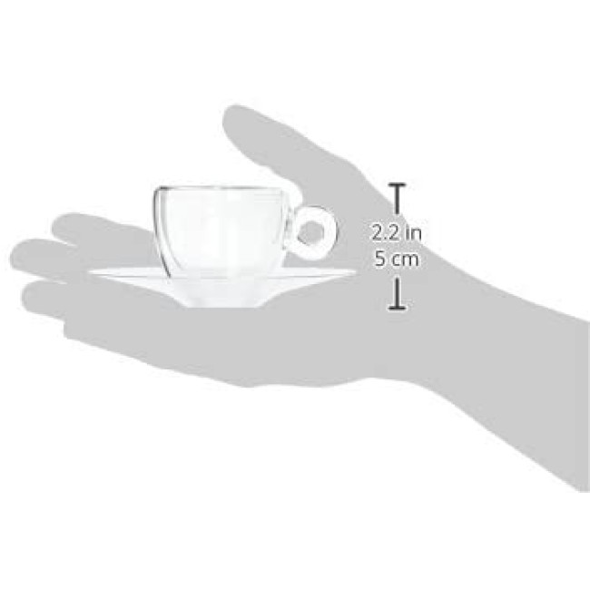 Стъклена двустенна чаша с метална чинийка 165мл DRINK&DESIGN-(10086/01) - Luigi Bormioli