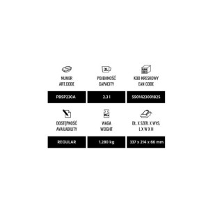 Ростер от огнеупорно стъкло правоъгълен 2,3л WOL-(PBSP230B/PBSP230A) - Termisil