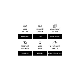 Ростер от огнеупорно стъкло правоъгълен 3,6л WOL-(PBSP360B/PBSP360A) - Termisil