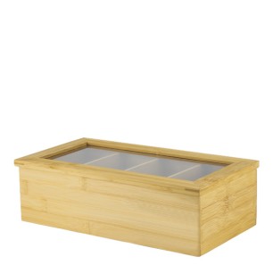 Бамбукова кутия за чай  с  4 секции голяма 16x30x9см  (A2147S) - Horecano