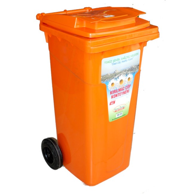 Пластмасов кош за отпадъци 55x48x94см 120л. оранжев (CK-404) - Irak Plastik