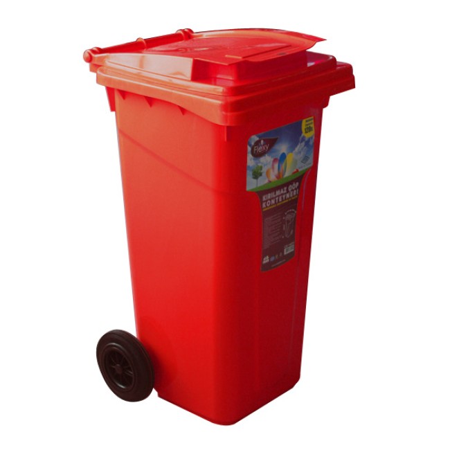 Пластмасов кош за отпадъци 55x48x94см 120л. червен (CK-404) - Irak Plastik