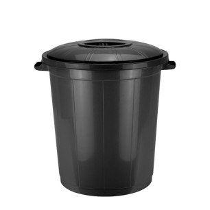 Пластмасов кош за смет с капак 50л черен CLEANING-(HC-33483) - Horecano