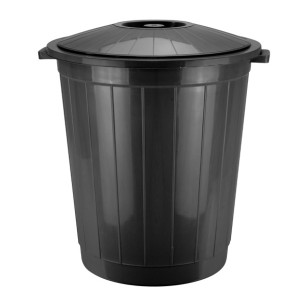 Пластмасов кош за смет с капак 70л черен CLEANING-(HC-33485) - Horecano