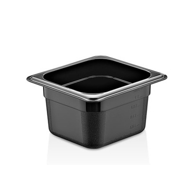Полипропиленов контейнер черен 1/6-65 17,6x16,2x6,5см 1л PP-(GNPP-1665/B) - Plast Port