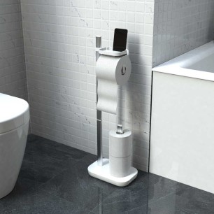 Стойка за тоалетна хартия и WC четка 16x25xh73см бяла PN-(M-E75-01) - Primanova