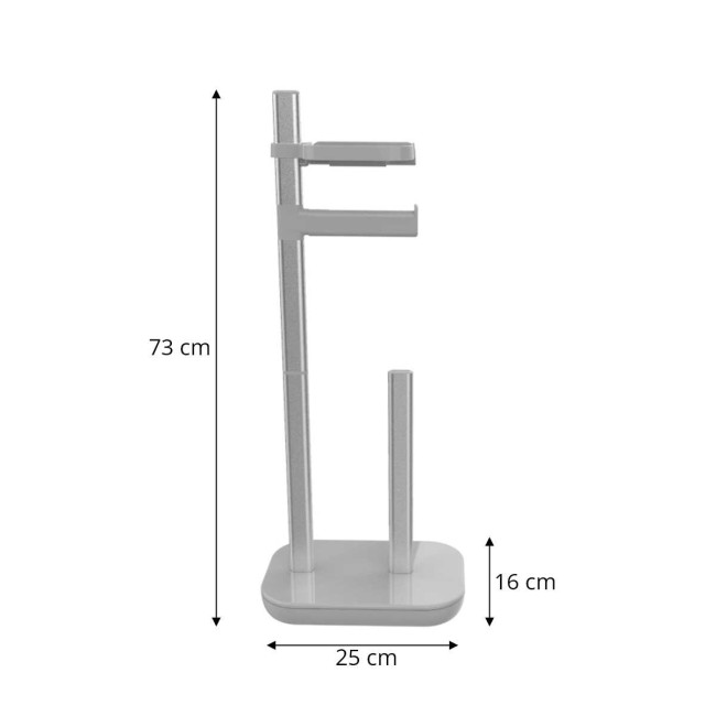 Стойка за тоалетна хартия и WC четка 16x25xh73см сива PN-(M-E75-07) - Primanova