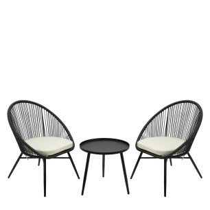 Градински сет от 2 кресла и маса POLYRATTAN GRAY NAPA-(HC-42541) - Horecano