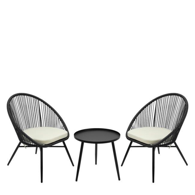 Градински сет от 2 кресла и маса POLYRATTAN GRAY NAPA-(HC-42541) - Horecano