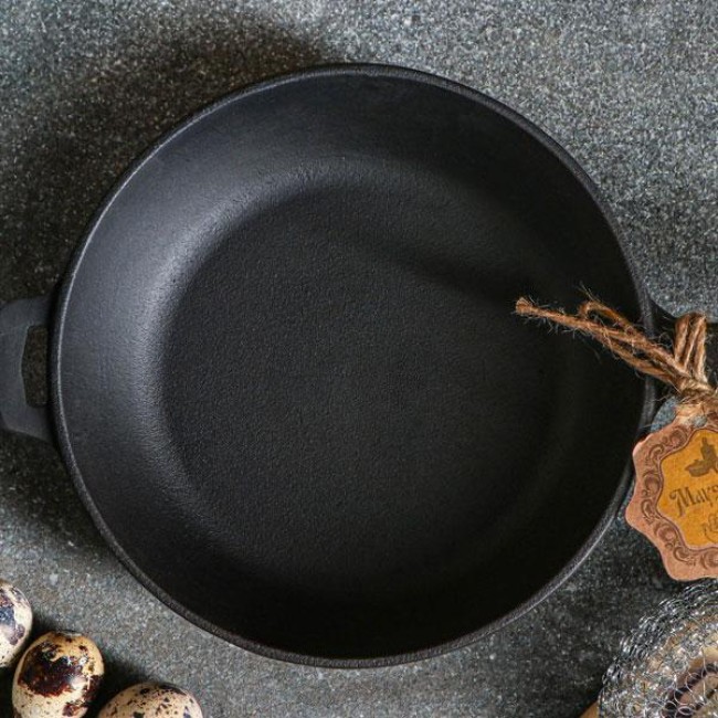 Чугунена шола с дръжка и стъклен капак ф28хh6см (T104C3) - Maysternya
