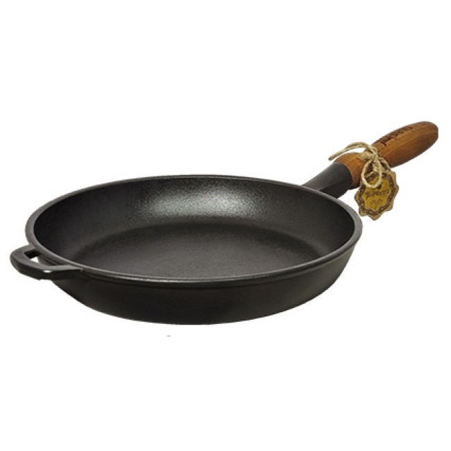 Чугунен тиган с дървена дръжка ф26хh4см (Т303) - Maysternya