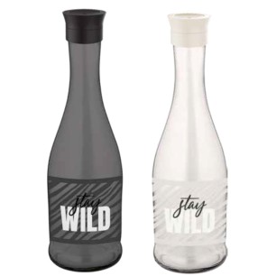 Стъклена гарафа с декор 1л "Stay Wild" различни цветове M-212004 - Horecano