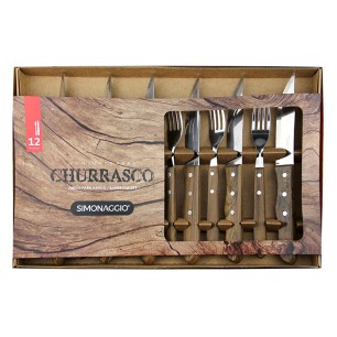 Комплект за хранене 12 елемента с дървени дръжки SIM-CHURRASCO-(CH 5416/12) (350.312.9053.400) - SIMONAGGIO