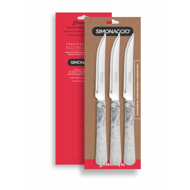 Нож за стек 3бр. SIM-ELEMENTOS-MARBLE-(1303/3.06)(142.103.0301.106) - SIMONAGGIO