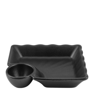 Керамично плато двусекционно квадратно 18xh4см QUINN BLACK-(HC-561030)  - Horecano
