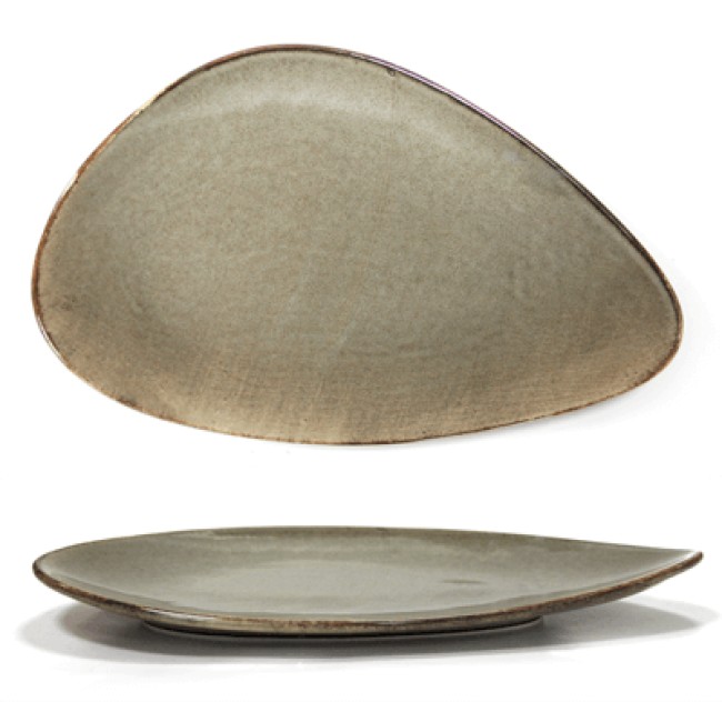 Порцеланово плато триъгълно 36см ANTIQUE-GREY (TR0001-14G) - Horecano