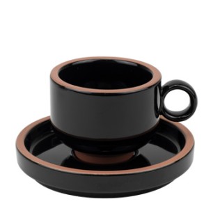 Порцеланова чашка с чинийка 70мл HELLA BLACK (HC-561169) - Horecano