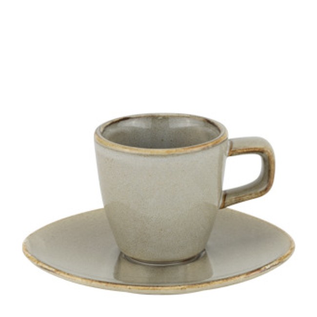 Порцеланова чаша за еспресо 100мл с чинийка 13x11,5xh1,7см ANTIQUE GREY-(HC-561177) - Horecano