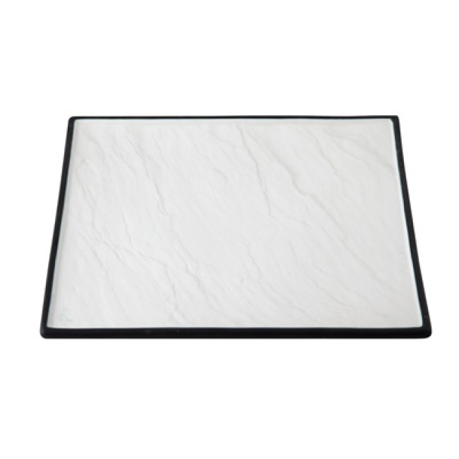 Порцеланова чиния квадратна с матов черен ръб 30x30см HORECANO-BUFFET-(F2934BY-12W) 