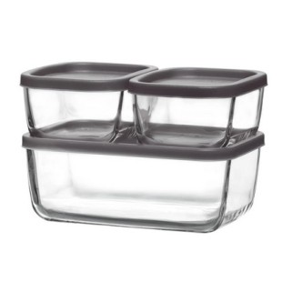 Комплект от 3 стъклени кутии със сиви капаци LAV-CUBES 6 - Lav
