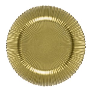 Стъклена подложна чиния релефна ф31см GOLD WICKED-(HC-59408) - Horecano