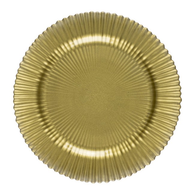 Стъклена подложна чиния релефна ф31см GOLD WICKED-(HC-59408) - Horecano