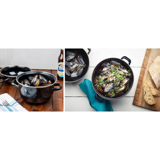 Емайлирана тенджера за миди ф18см 3л/1,5л черна РЯ- (3017+3153/18 Moules) - Horecano