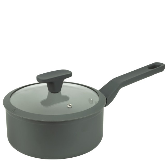 Алуминиева касерола с незалепващо покритие и капак ф18x8,2см CERAMIC GRAY HOME-(DFS-SC06-18) - Horecano