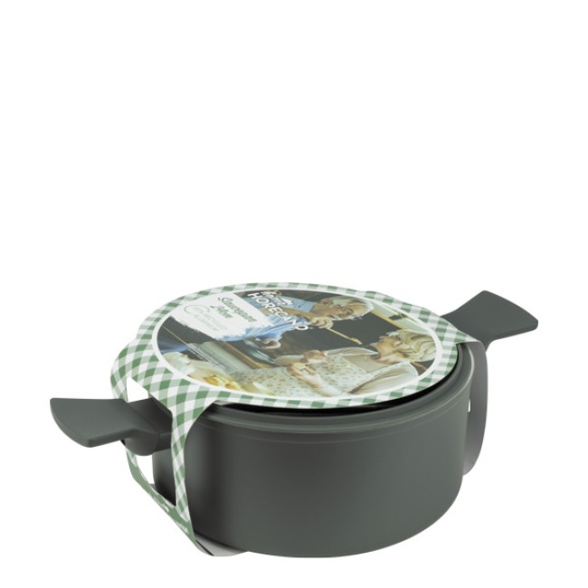 Алуминиева тенджера със стъклен капак и незалепващо покритие ф24x11,2см CERAMIC GRAY HOME-(DFC-SC06-24) - Horecano
