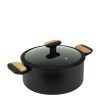 Алуминиева тенджера със стъклен капак и незалепващо покритие ф24x11см BLACK AND WOOD HOME-(DFC-SC16-24) - Horecano