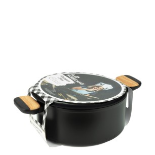 Алуминиева тенджера със стъклен капак и незалепващо покритие ф24x11см BLACK AND WOOD HOME-(DFC-SC16-24) - Horecano