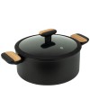 Алуминиева тенджера със стъклен капак и незалепващо покритие ф26x12см BLACK AND WOOD HOME-(DFC-SC16-26) - Horecano
