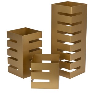 Комплект стойки за блок маса квадратни 3бр GOLD (15x15xh15см / 15x15xh28см / 15x15xh44,75см) (SG-56486 (S3)) - Horecano