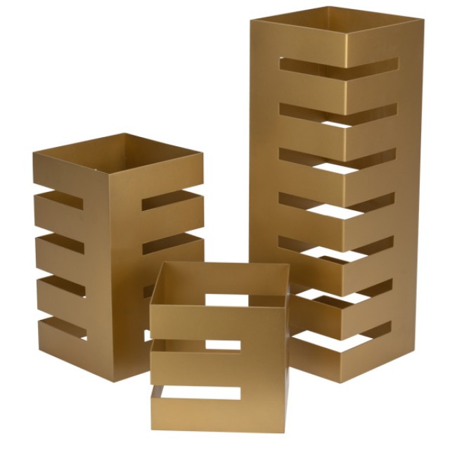 Комплект стойки за блок маса квадратни 3бр GOLD (15x15xh15см / 15x15xh28см / 15x15xh44,75см) (SG-56486 (S3)) - Horecano