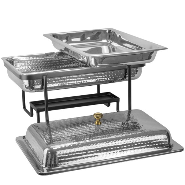 Иноксово Бен Мари с релеф и черна стойка 1/1 GN 55x35см 8л HORECANO-WICKED-(SG-82465(D))