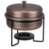 Бен Мари кръгло с релеф и медно покритие с черна стойка ф33,5см 5л ANTIQUE HORECANO-RUSTIC-(SG-86464(B))