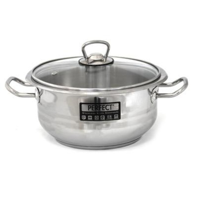 Иноксова тенджера със стъклен капак 22x12см 4л HR-PERFECT GASTRO-(4TTCKK0422007) - Hascevher