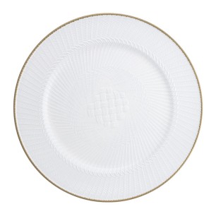 Подложна чиния оребрена със златен кант PVC ф33см WHITE (HC-931456) (243130) - Horecano