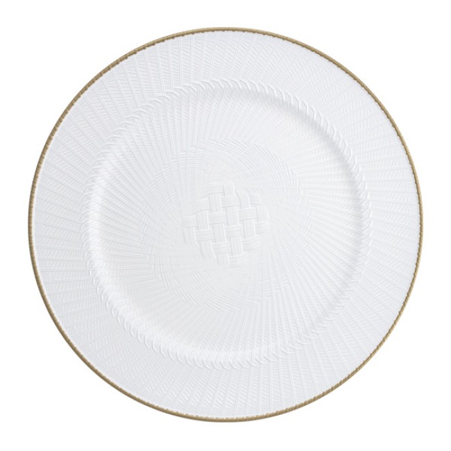 Подложна чиния оребрена със златен кант PVC ф33см WHITE (HC-931456) (243130) - Horecano