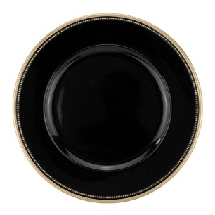 Подложна чиния със златен кант оребрена PVC ф33см BLACK (HC-931458) (243132) - Horecano
