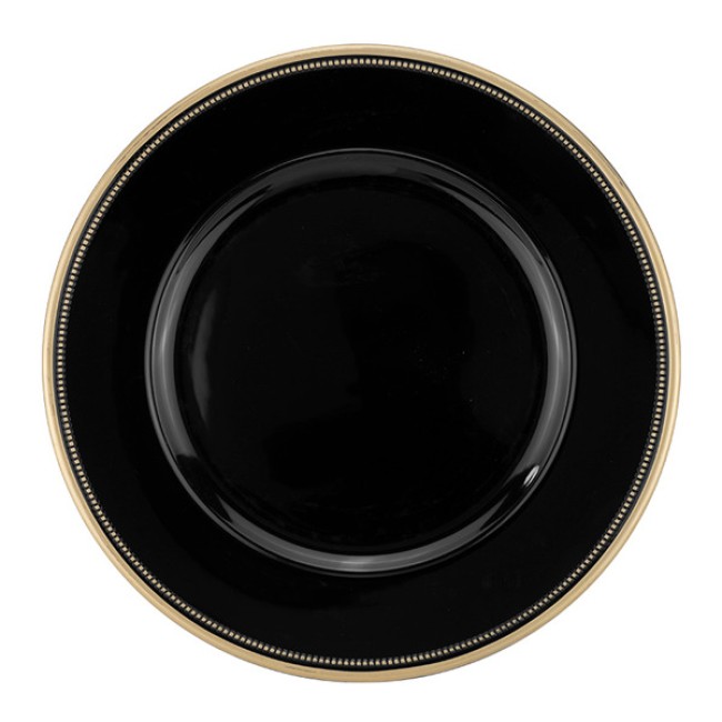 Подложна чиния със златен кант оребрена PVC ф33см BLACK (HC-931458) (243132) - Horecano