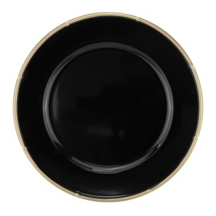 Подложна чиния със златен кант PVC ф33см BLACK (HC-931459) (243133) - Horecano
