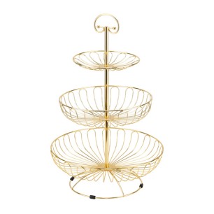 Фруктиера на три нива ф30/24/17xh46см кръгла GOLD CHARM-(HC-931548) - Horecano